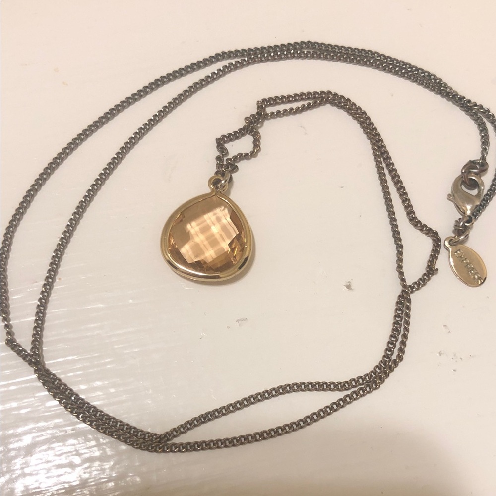 Express Gold-Tone Necklace with Champagne Crystal Pendant